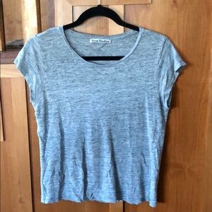 ACNE STUDIOS linen tee L (S) gray cropped